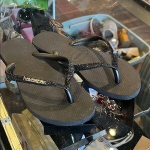 Havaianas Black Glitter Sandals